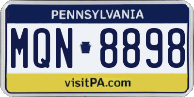 PA license plate MQN8898