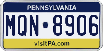 PA license plate MQN8906