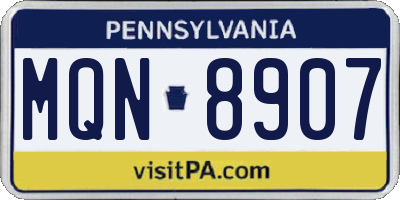 PA license plate MQN8907