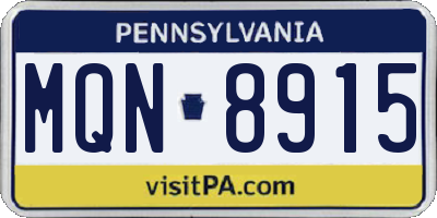 PA license plate MQN8915