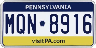 PA license plate MQN8916