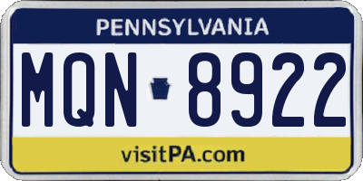 PA license plate MQN8922