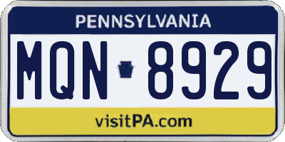PA license plate MQN8929