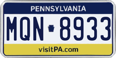 PA license plate MQN8933