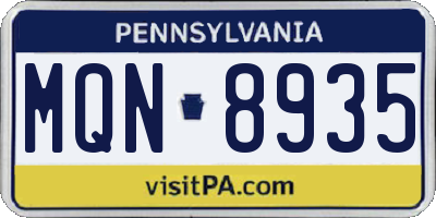 PA license plate MQN8935