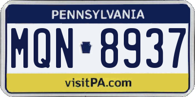 PA license plate MQN8937