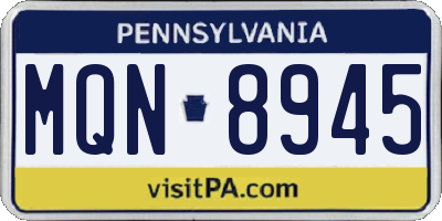 PA license plate MQN8945