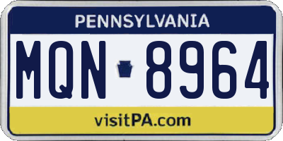 PA license plate MQN8964