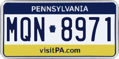 PA license plate MQN8971