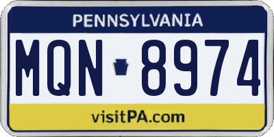 PA license plate MQN8974