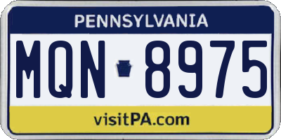 PA license plate MQN8975