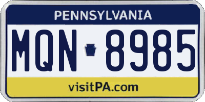 PA license plate MQN8985