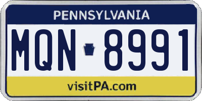 PA license plate MQN8991
