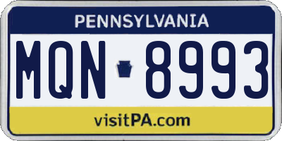 PA license plate MQN8993