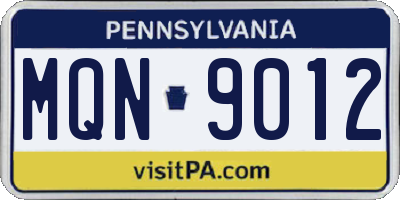 PA license plate MQN9012