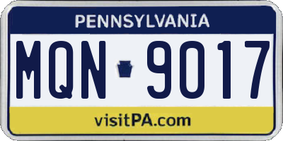 PA license plate MQN9017