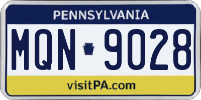 PA license plate MQN9028