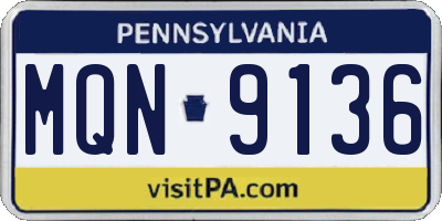 PA license plate MQN9136