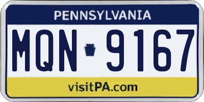 PA license plate MQN9167