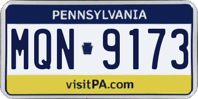 PA license plate MQN9173
