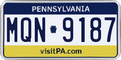 PA license plate MQN9187