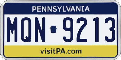 PA license plate MQN9213