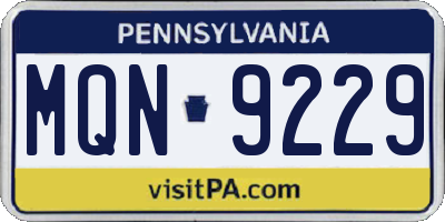 PA license plate MQN9229