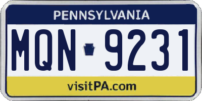 PA license plate MQN9231