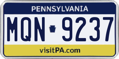 PA license plate MQN9237