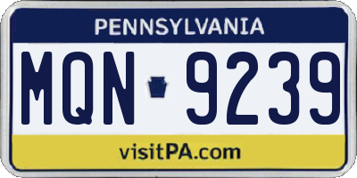 PA license plate MQN9239