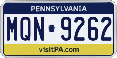 PA license plate MQN9262