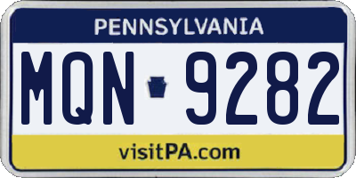 PA license plate MQN9282