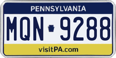 PA license plate MQN9288