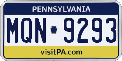 PA license plate MQN9293