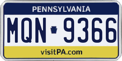 PA license plate MQN9366