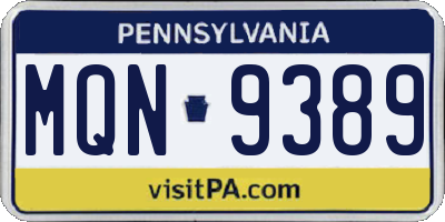PA license plate MQN9389