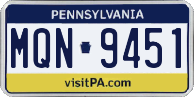 PA license plate MQN9451