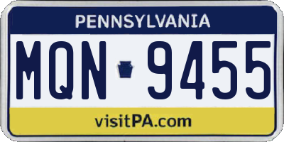 PA license plate MQN9455