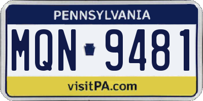 PA license plate MQN9481