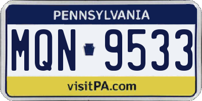 PA license plate MQN9533