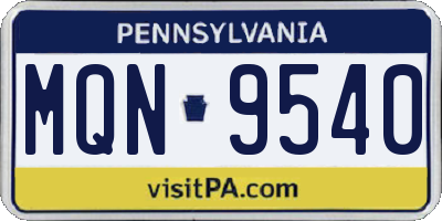 PA license plate MQN9540
