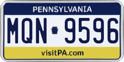 PA license plate MQN9596