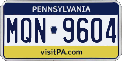 PA license plate MQN9604