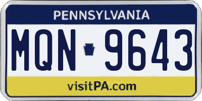 PA license plate MQN9643