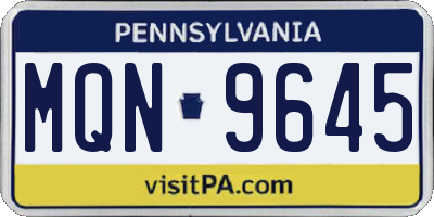 PA license plate MQN9645