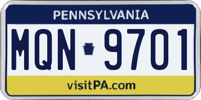 PA license plate MQN9701