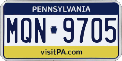 PA license plate MQN9705
