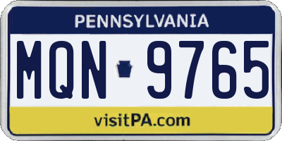 PA license plate MQN9765