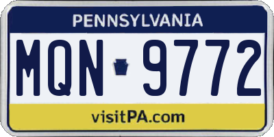 PA license plate MQN9772