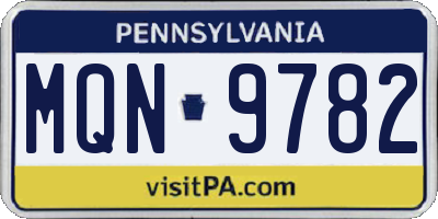 PA license plate MQN9782